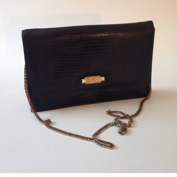 Vintage Black and Gold Tone Convertible Clutch - Picture 2 of 4
